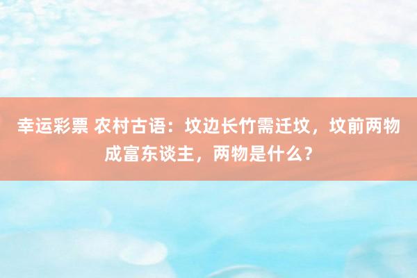 幸运彩票 农村古语：坟边长竹需迁坟，坟前两物成富东谈主，两物是什么？